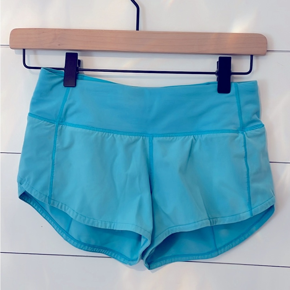 Lululemon Speed Up Low Rise 2.5 Shorts Electric Turquoise Size 0